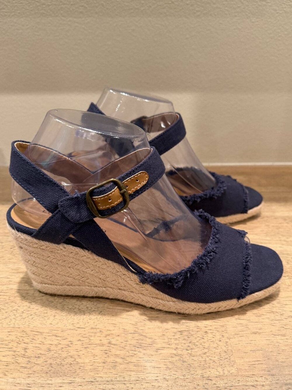 Lucky Brand Mindra Denim Wedge Espadrille Sandals Blue Size 7.5 - Picture 3 of 9